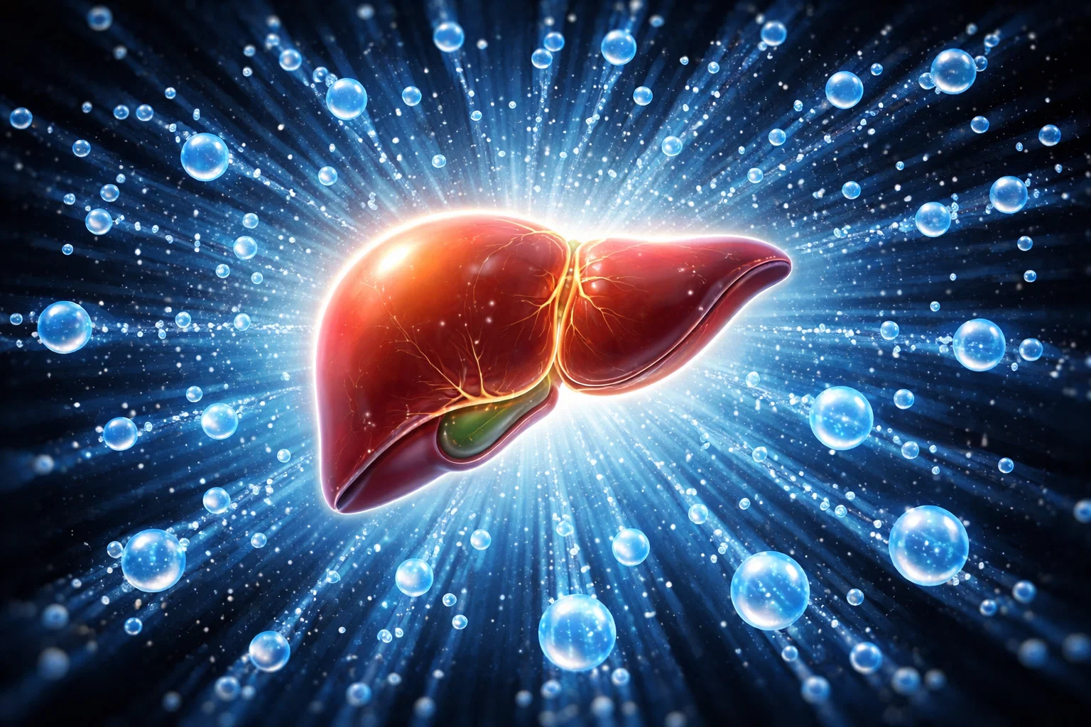 Ilustração do fígado humano em destaque, simbolizando como o corpo produz glicose por meio da atuação hepática.