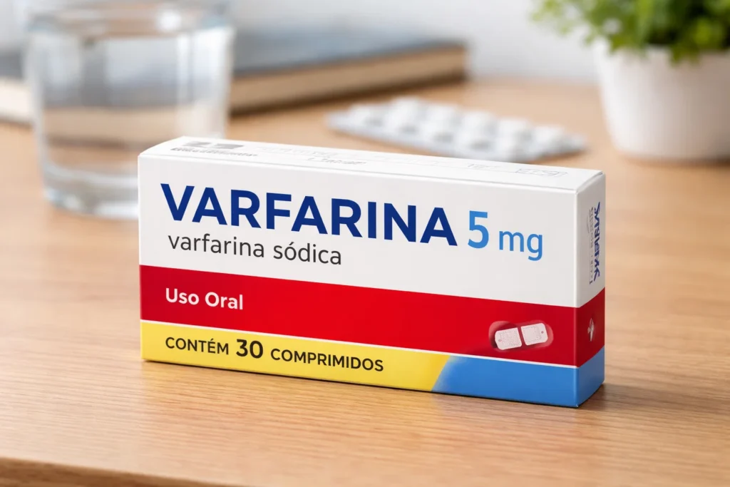 Caixa de varfarina 5 mg com 30 comprimidos para uso oral.