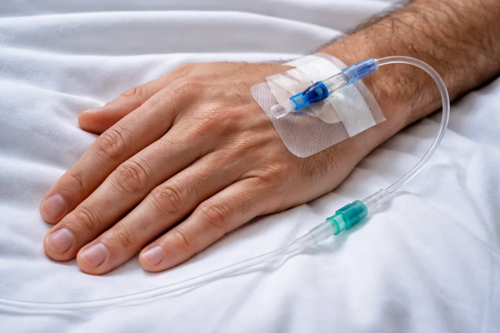 Reposição de eletrólitos por via intravenosa em paciente